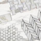 Calacatta Gold Italian Marble 1" Hexagon Mosaic Tile Honed