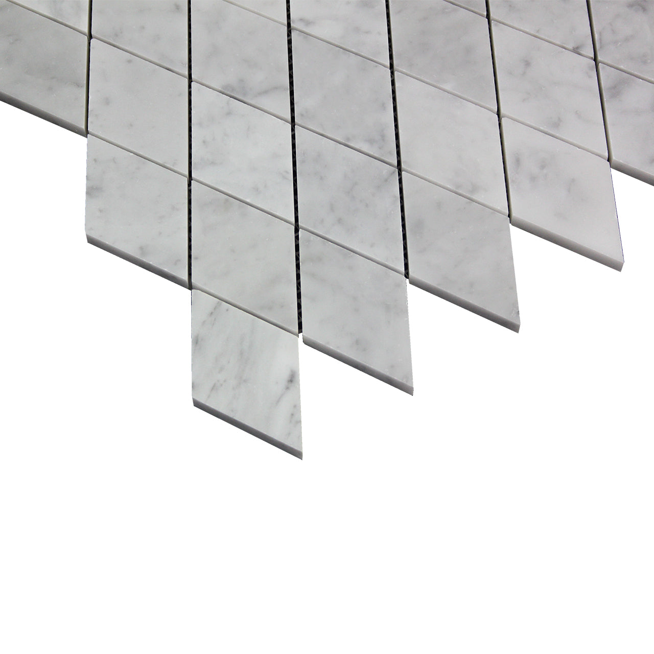 Carrara White Italian Marble Large Diamond Mosaic Tile Honed