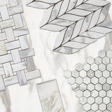 Calacatta Gold Italian Marble 1" Hexagon Mosaic Tile Polished