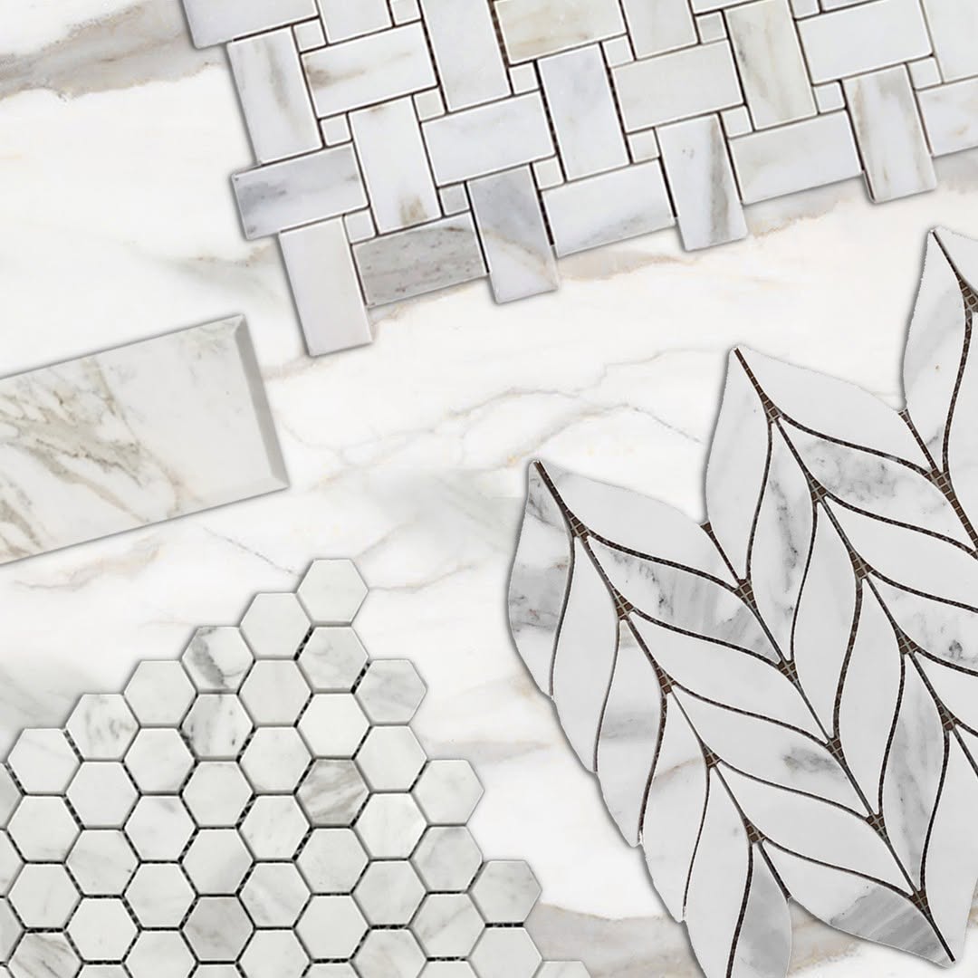Calacatta Gold Italian Marble 1" Hexagon Mosaic Tile Polished