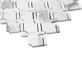 Calacatta Gold Marble Marbella Lynx Rope Design with Calacatta Gold Strips Mosaic Tile Honed