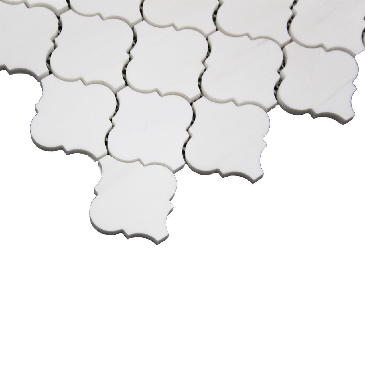 Bianco Dolomite Marble Arabesque Baroque Lantern Mosaic Tile Polished