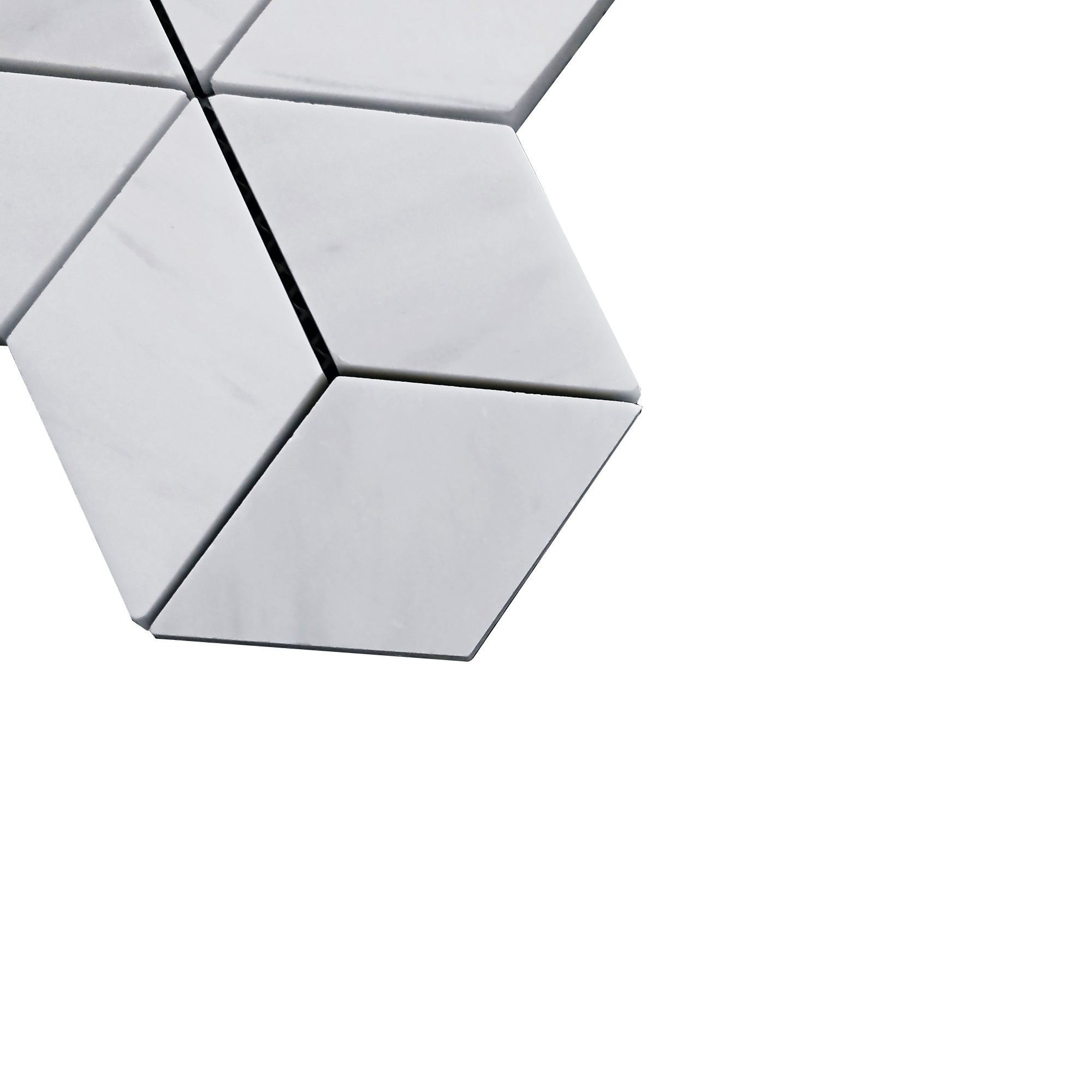 Bianco Dolomite Marble Rhombus 3D Cube Diamond Mosaic Tile Honed