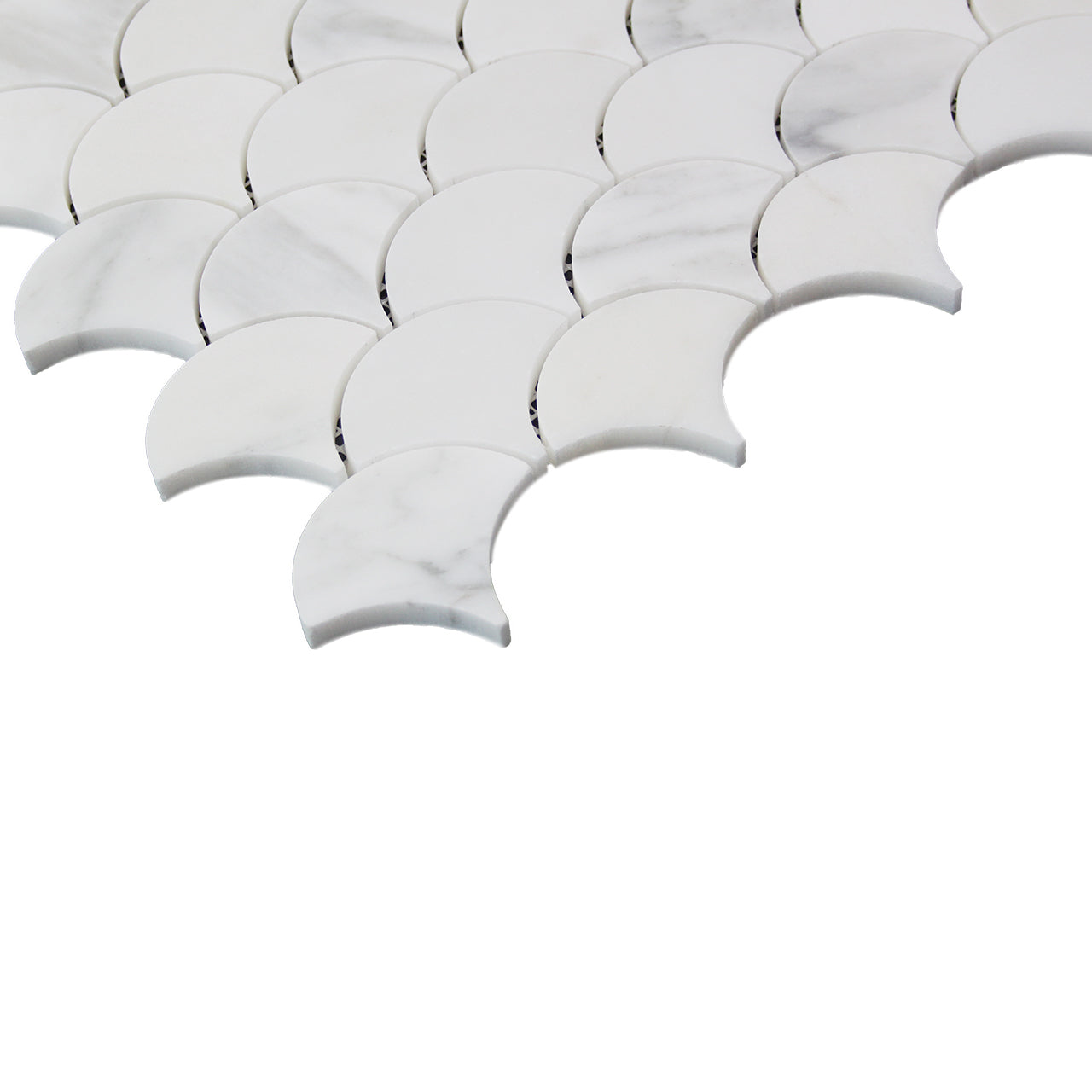 Calacatta Gold Italian Marble Fish Scale Fan Shaped Sea Shell Mosaic Tile Polished