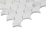 Calacatta Gold Italian Marble Fish Scale Fan Shaped Sea Shell Mosaic Tile Polished
