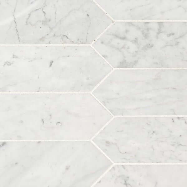 3x12 Carrara White Picket Honed Mosaic Tile