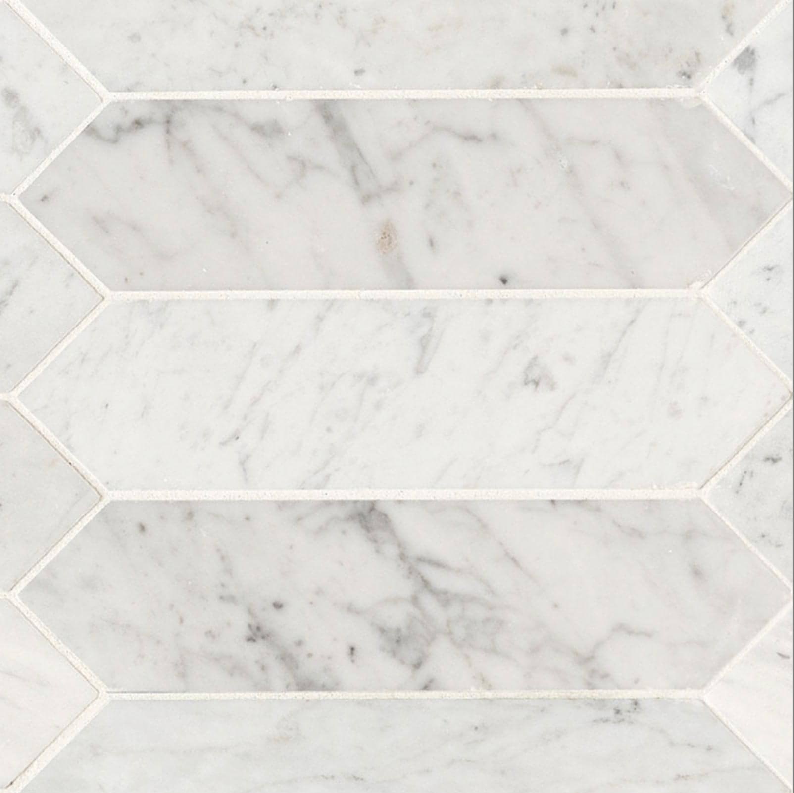 3x12 Carrara White Picket Honed Mosaic Tile