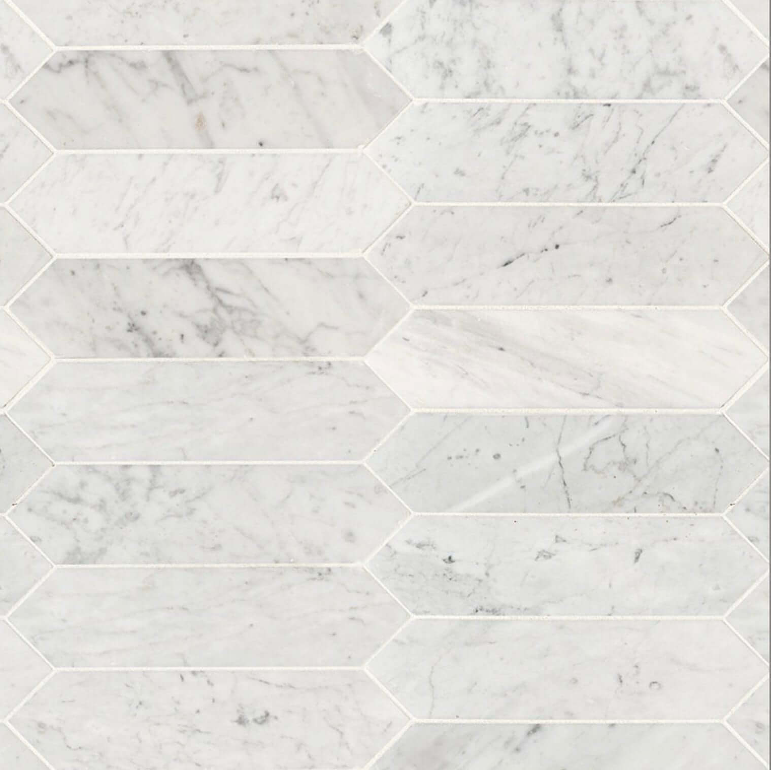 3x12 Carrara White Picket Honed Mosaic Tile