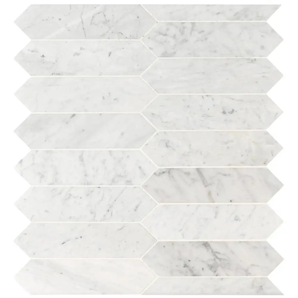 3x12 Carrara White Picket Honed Mosaic Tile