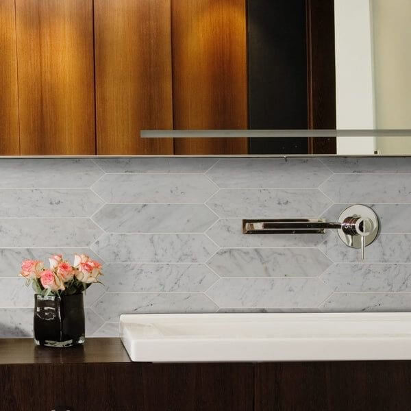 3x12 Carrara White Picket Honed Mosaic Tile