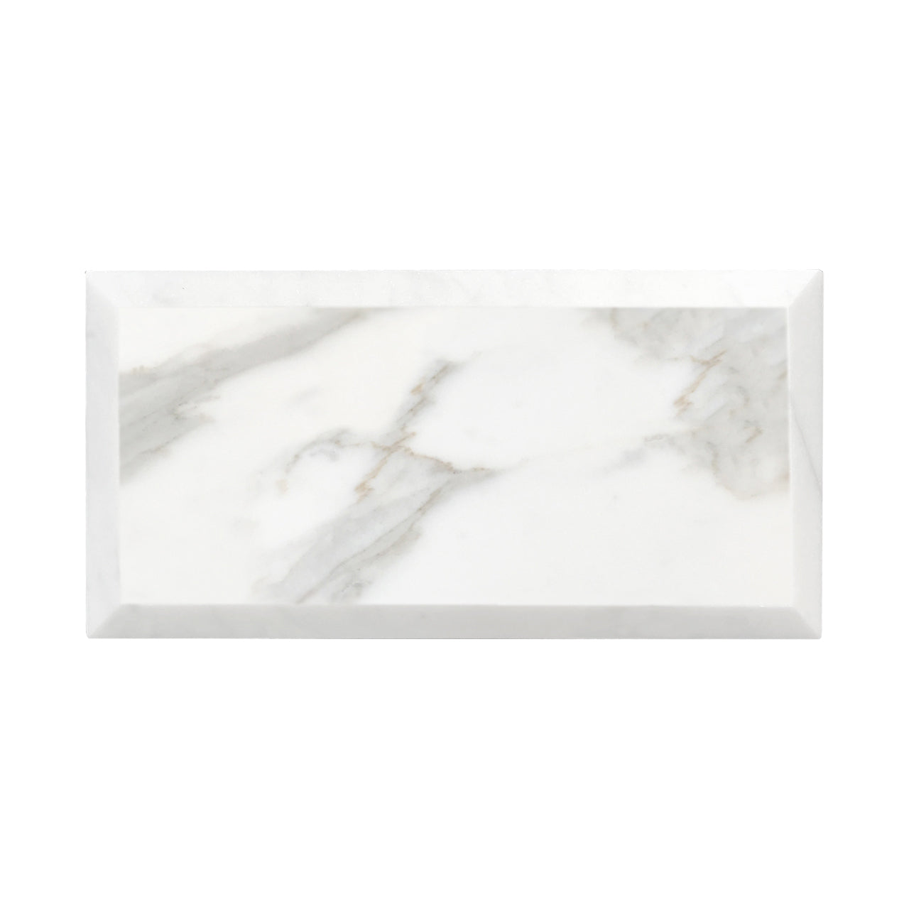 3x6 Calacatta Gold Italian Marble Subway Tile Wide Beveled Polished