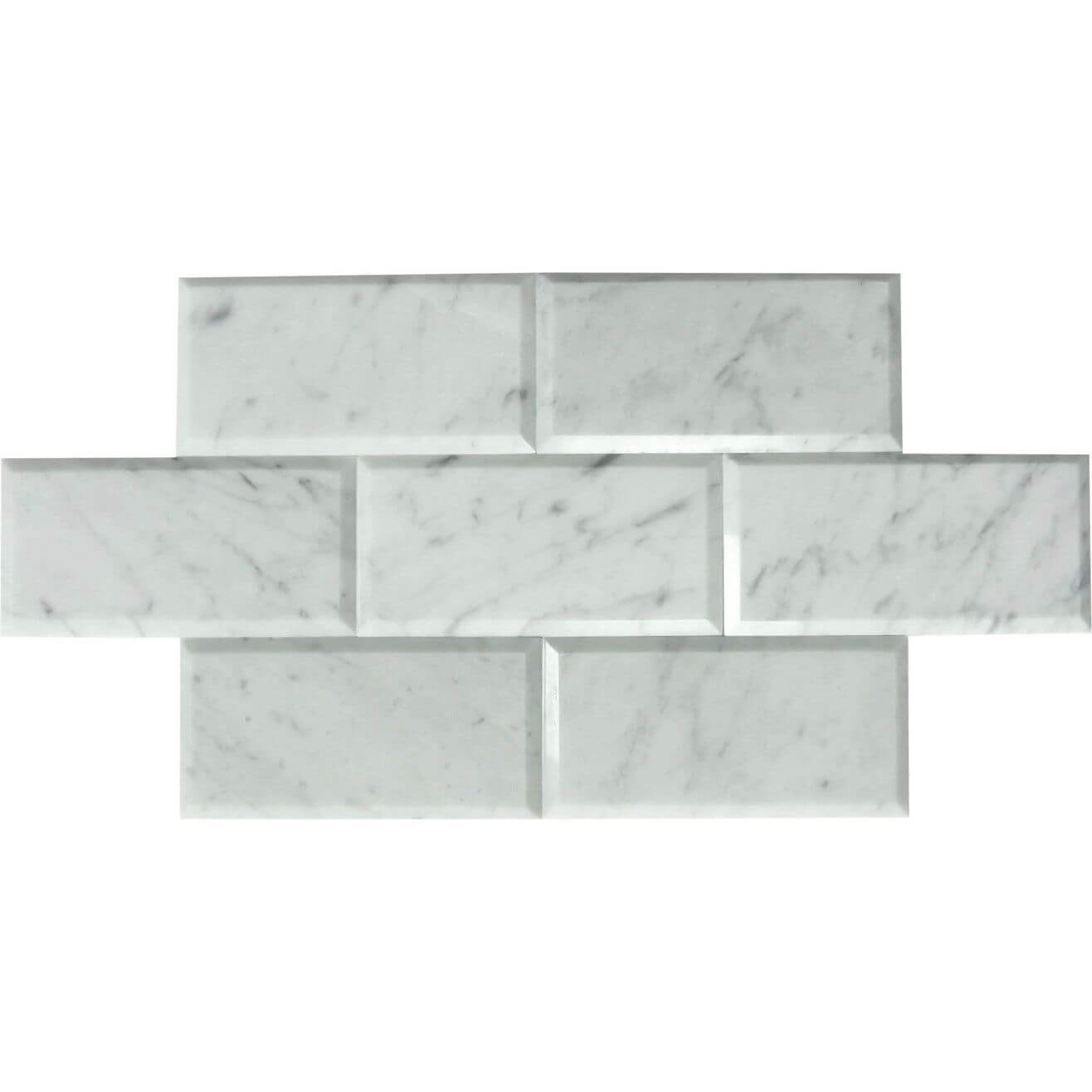 3x6 Carrara White Marble Polished & Deep-beveled Field Tile