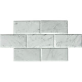 3x6 Carrara White Marble Polished & Deep-beveled Field Tile