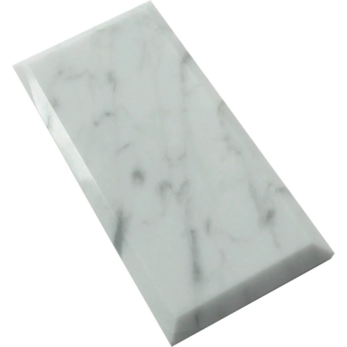 3x6 Carrara White Marble Polished & Deep-beveled Field Tile