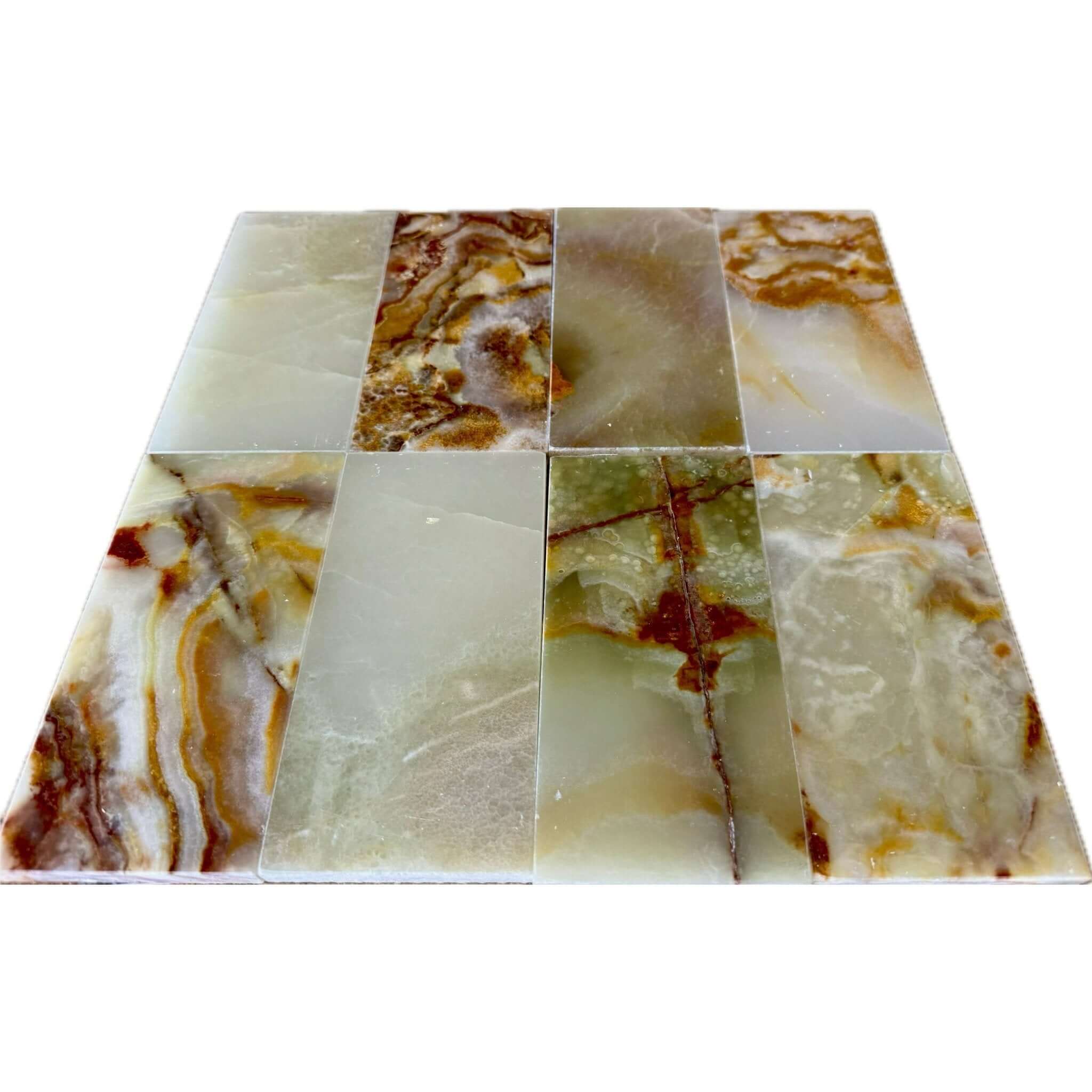 3x6 Green Onyx Polished Subway Tiles