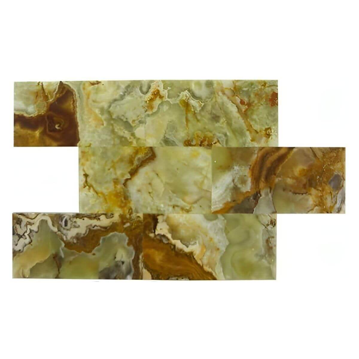 3x6 Green Onyx Polished Subway Tiles