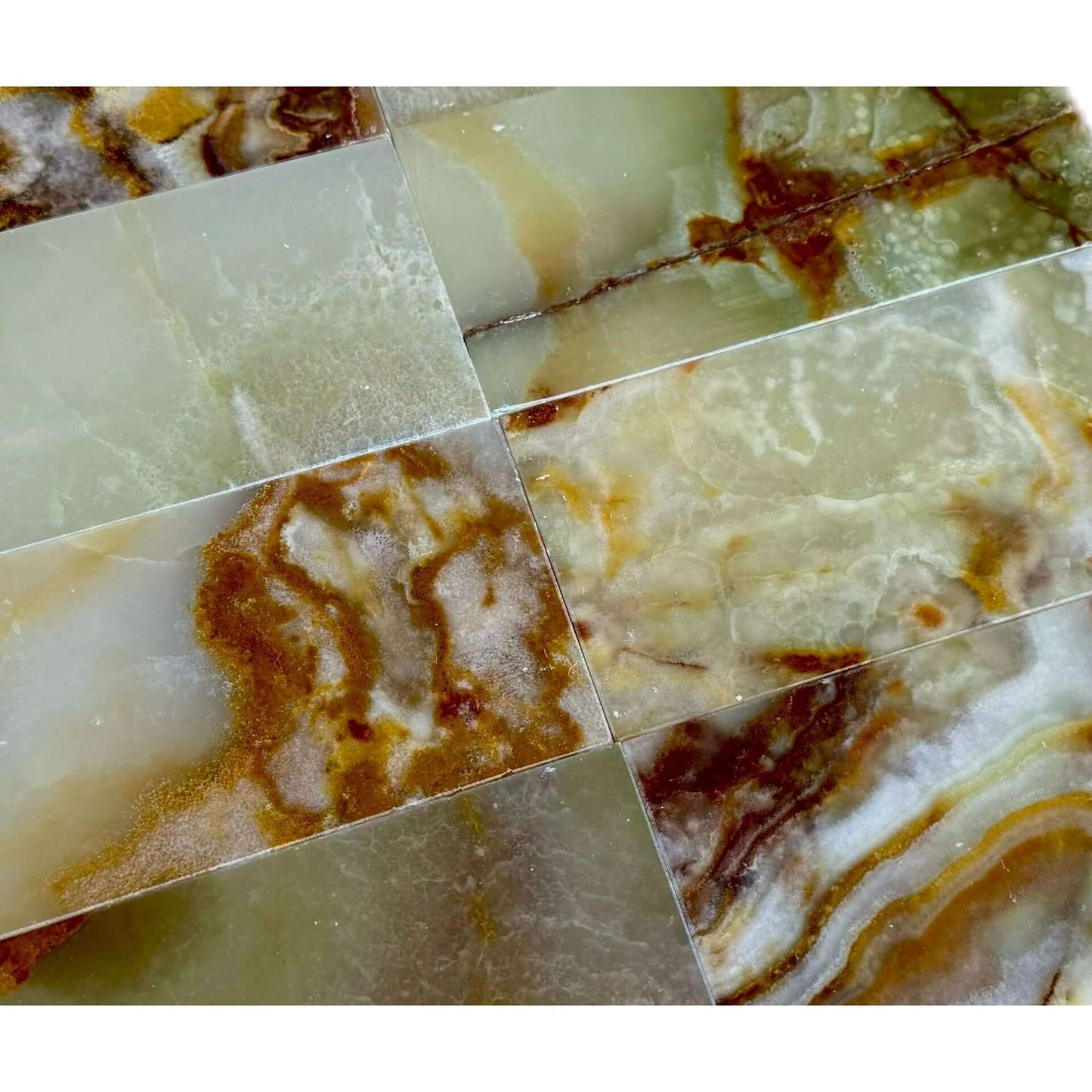 3x6 Green Onyx Polished Subway Tiles