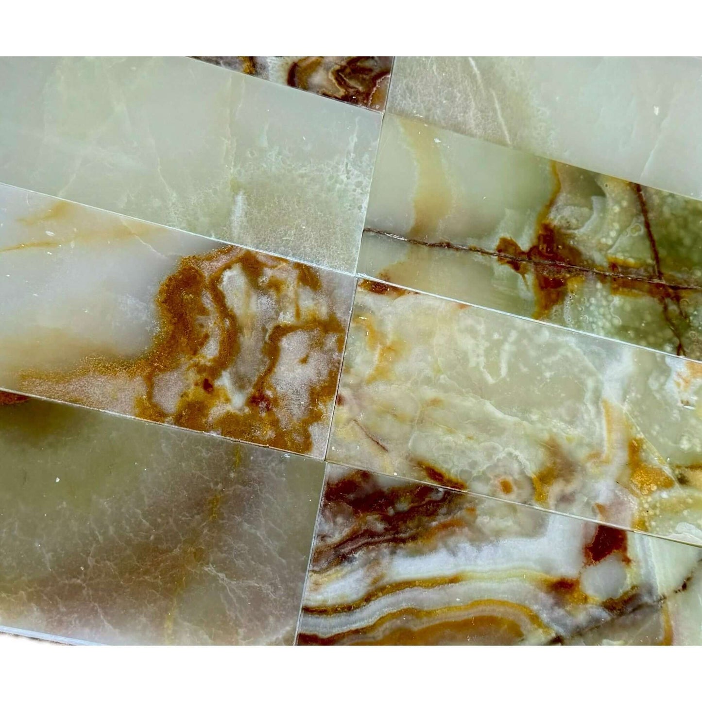 3x6 Green Onyx Polished Subway Tiles