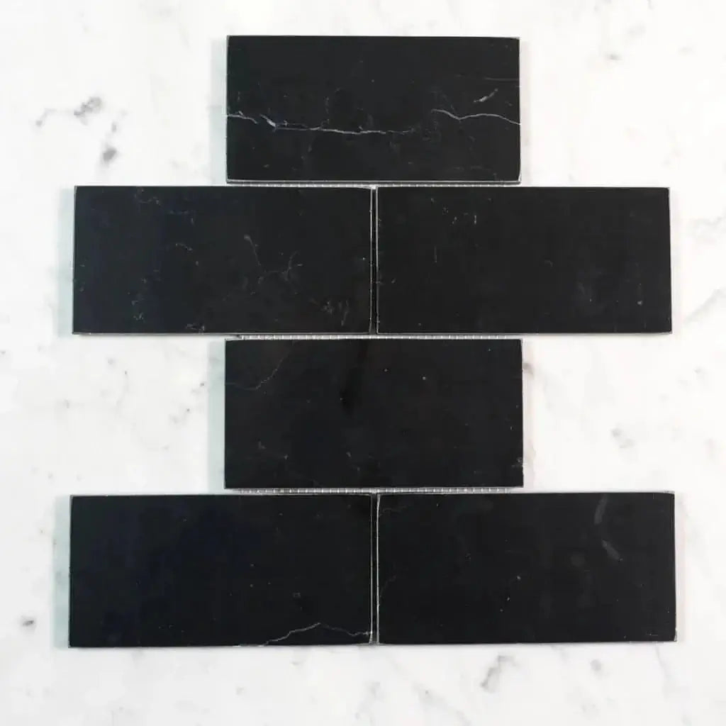 3x6 Nero Marquina Subway Marble
