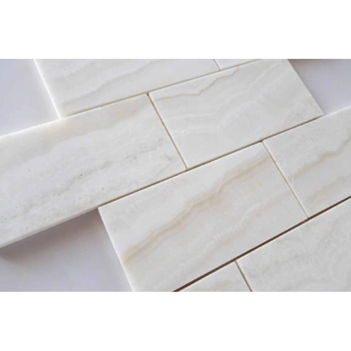 3X6 Vanilla Onyx Subway Brick Tile, Vein-Cut, Polished