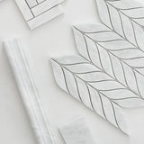 Carrara White Italian Marble Leaf Shape Mosaic Tile Polished