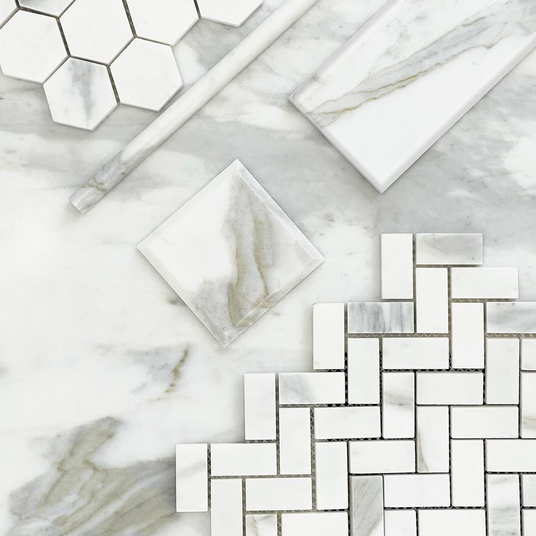Calacatta Gold Italian Marble 2" Hexagon Mosaic Tile Honed