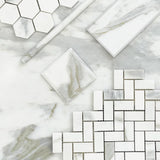Calacatta Gold Italian Marble 2" Hexagon Mosaic Tile Honed