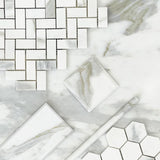 6x12 Calacatta Gold Italian Marble Wide Bevel Subway Tile Honed