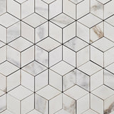 Calacatta Gold Italian Marble Rhombus 3D Cube Diamond Mosaic Tile Honed