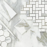 4x4 Calacatta Gold Italian Marble Subway Tile Wide Beveled Honed