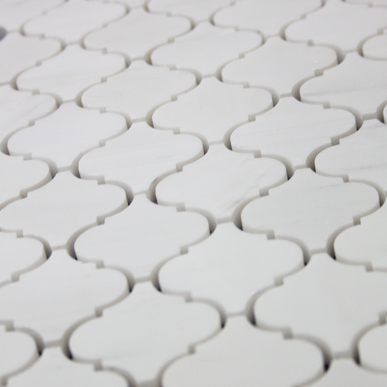 Bianco Dolomite Marble Mini Arabesque Baroque Lantern Mosaic Tile Polished