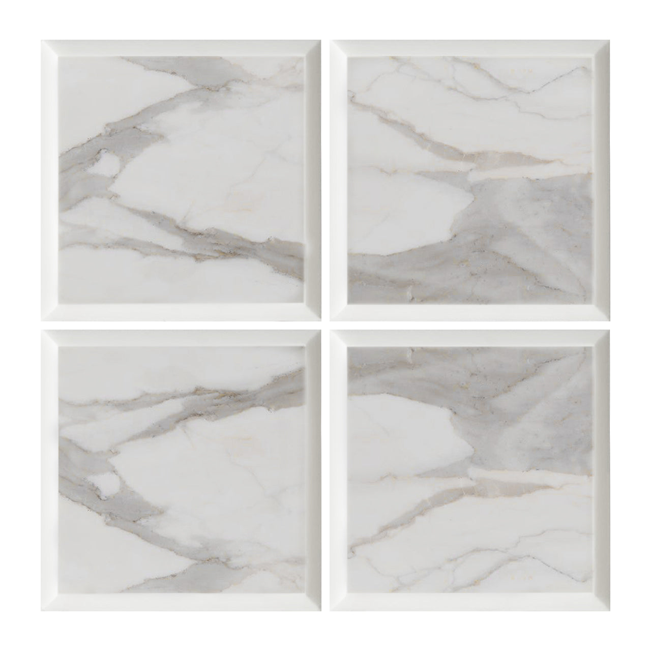 4x4 Calacatta Gold Italian Marble Subway Tile Wide Beveled Polished