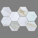 5” Tuscan Calacatta Oro Hexagon Mosaic Tile