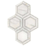 5” Defined Edge Calacatta Hexagon Deco Mosaic Tile