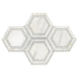 5” Defined Edge Calacatta Hexagon Deco Mosaic Tile