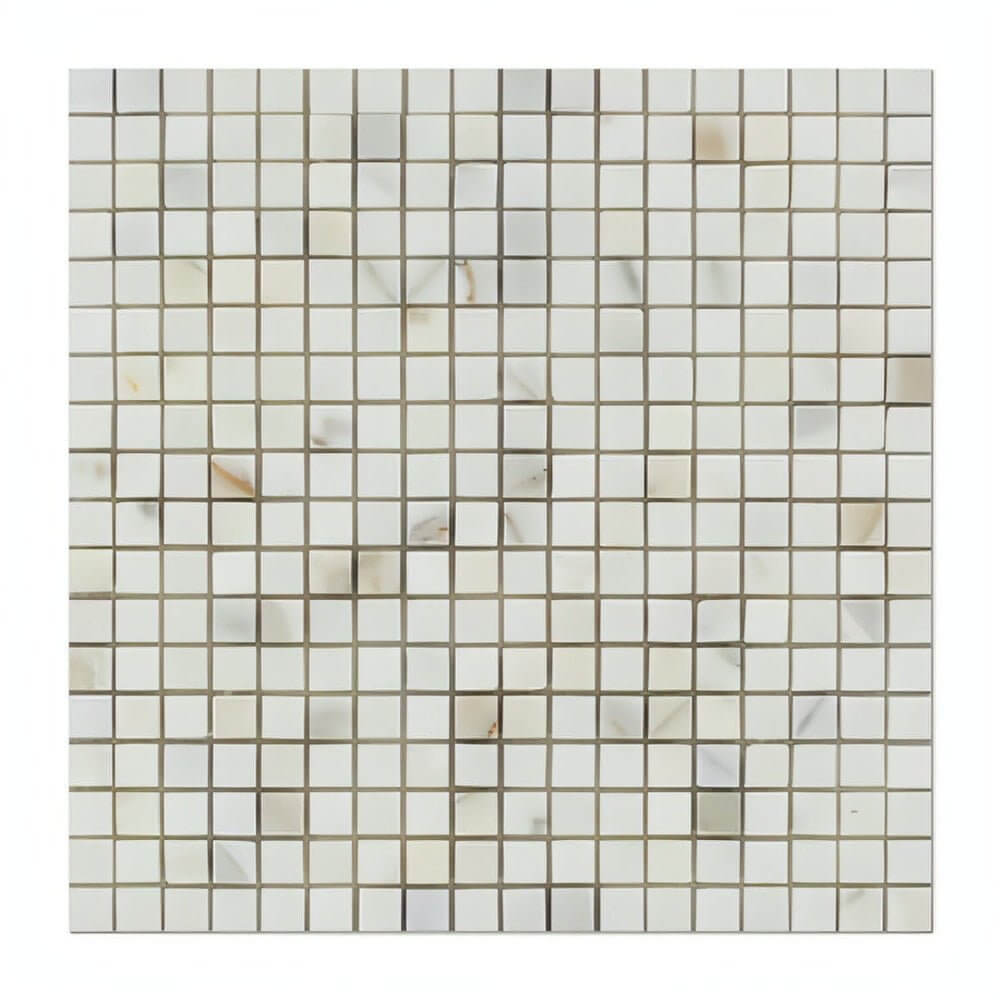 5/8 x 5/8 Calacatta Gold Marble Mosaic Tile on 12x12