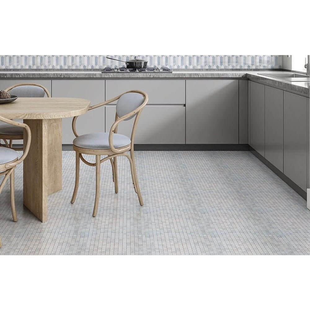5/8 x 5/8 Calacatta Gold Marble Mosaic Tile on 12x12