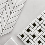Bianco Dolomite Marble Leaf Shape Mosaic Tile Polished