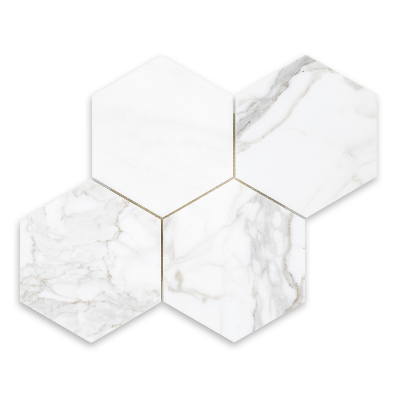 6” Tuscan Calacatta Oro Hexagon Mosaic Tile 3/8