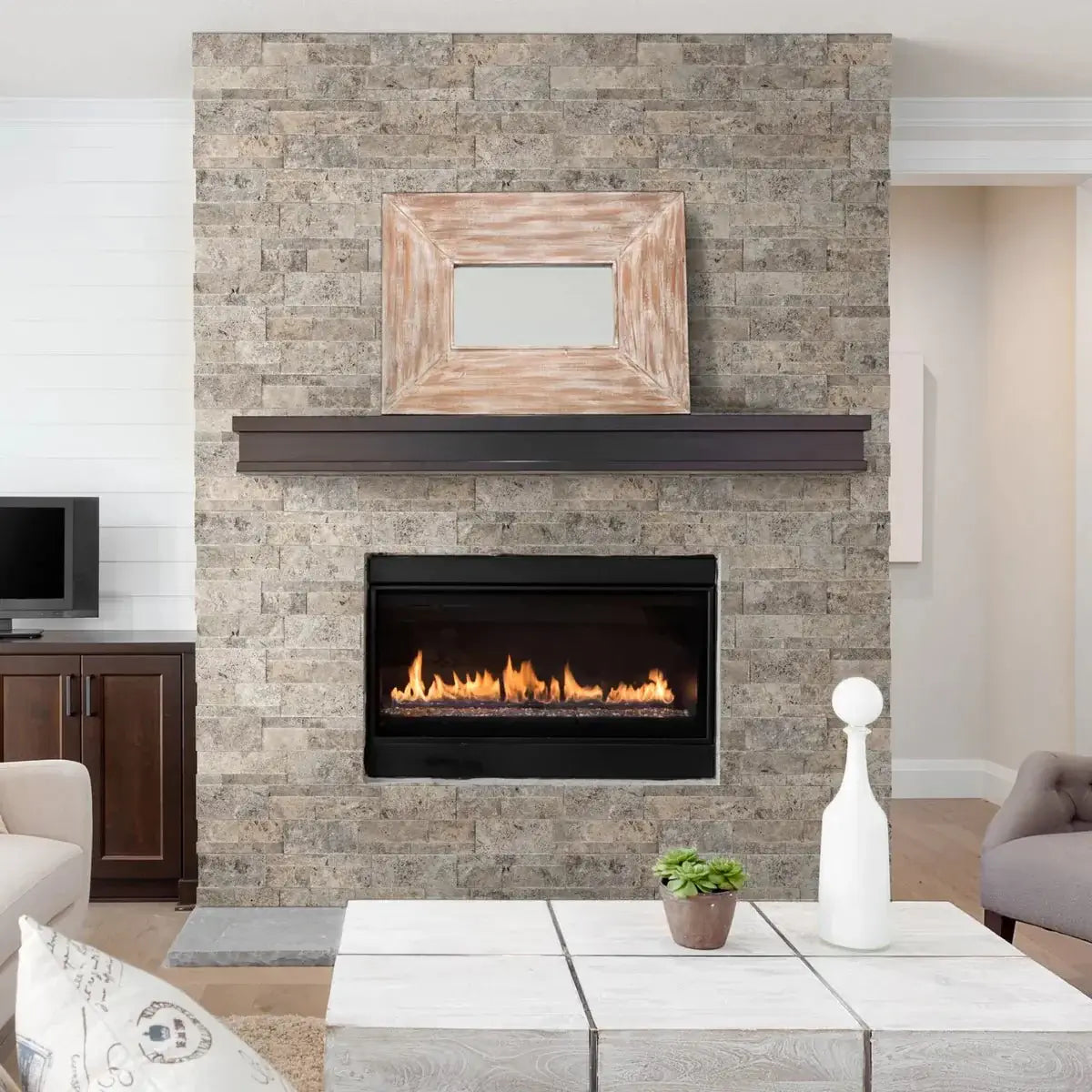 9x24 Silver Travertine XL Ledger Panel