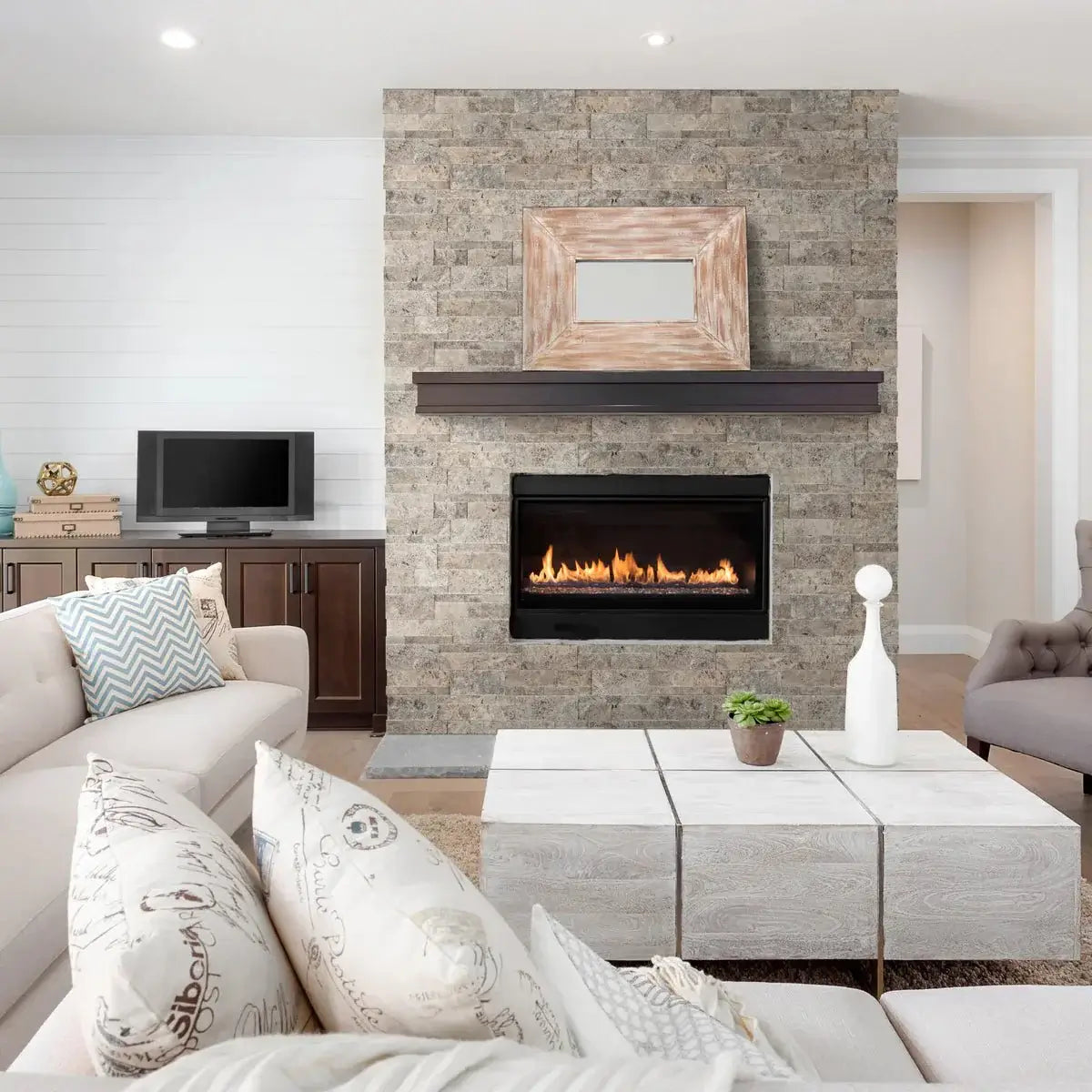 9x24 Silver Travertine XL Ledger Panel