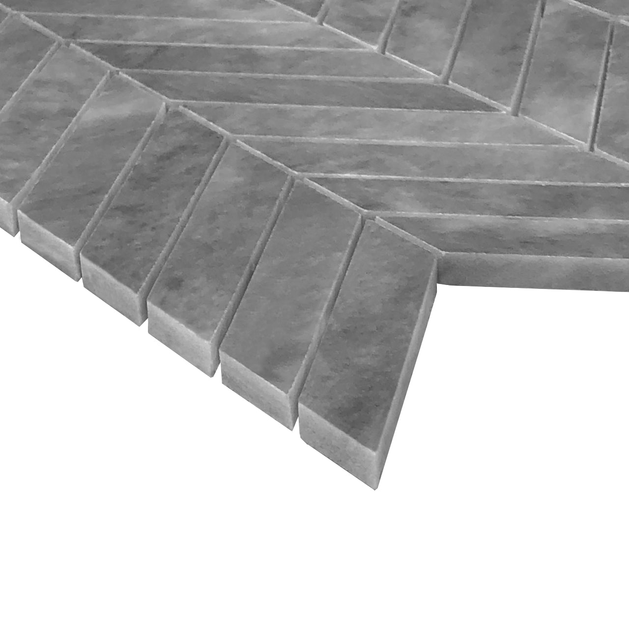Bardiglio Gray Marble 1" x 4" Chevron Mosaic Tile Honed