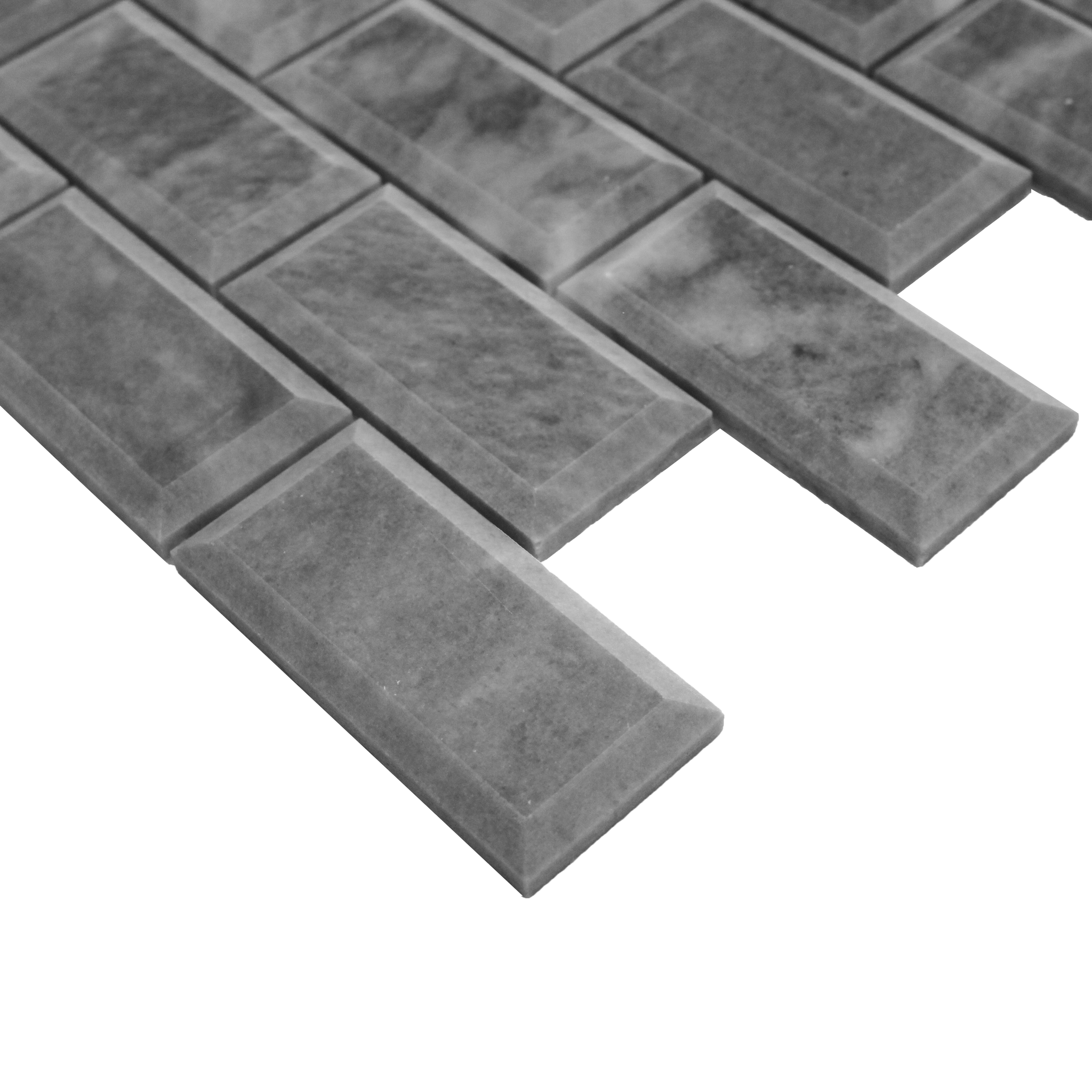 Bardiglio Gray Marble 2x4 Wide Bevel Mosaic Tile Honed