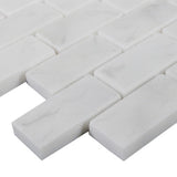 Carrara White Italian Marble 1" x 2" Brick Mosaic Tile Honed