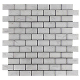 Carrara White Italian Marble 1" x 2" Brick Mosaic Tile Honed