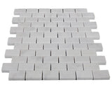 Carrara White Italian Marble 1" x 2" Brick Mosaic Tile Honed
