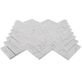 Carrara White Italian Marble 1" x 3" Herringbone Mosaic Tile Polished