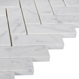 Carrara White Italian Marble 1" x 3" Herringbone Mosaic Tile Polished