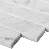 Carrara White Italian Marble 1" x 6" Herringbone Mosaic Tile Honed
