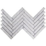 Carrara White Italian Marble 1" x 6" Herringbone Mosaic Tile Polished